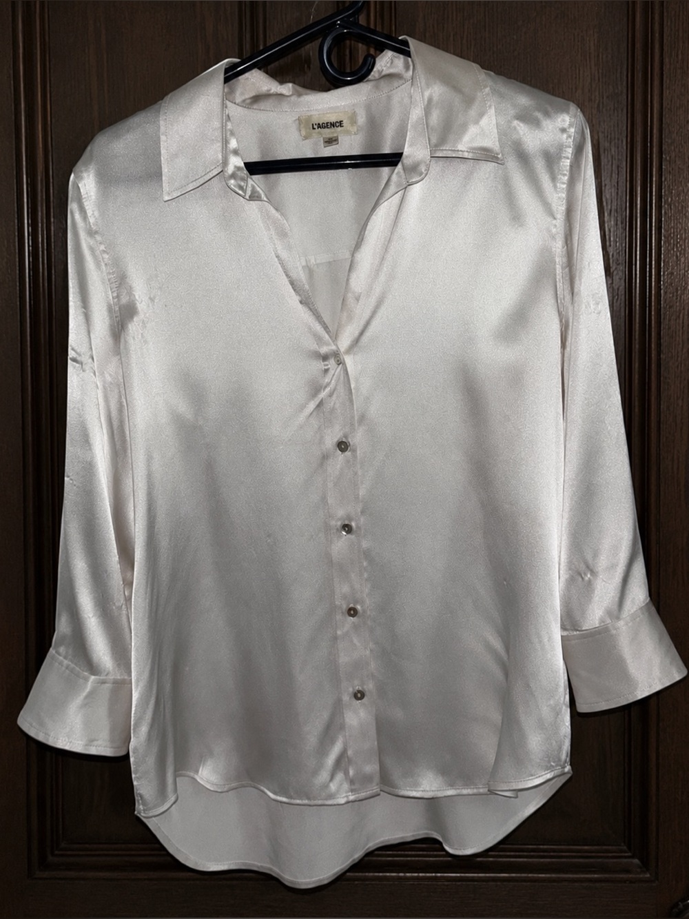 L’Agence 100% Silk Collared Button Down Women’s Shirt Fair Condition See Pics